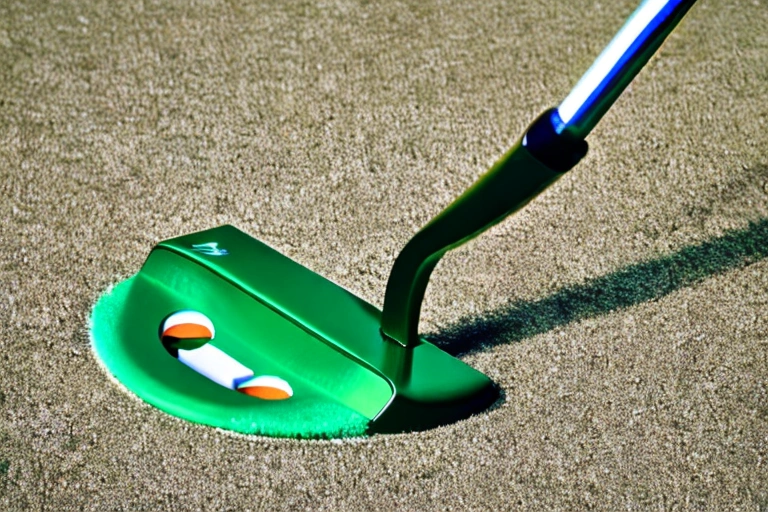 This image is a green putter with a reading system.