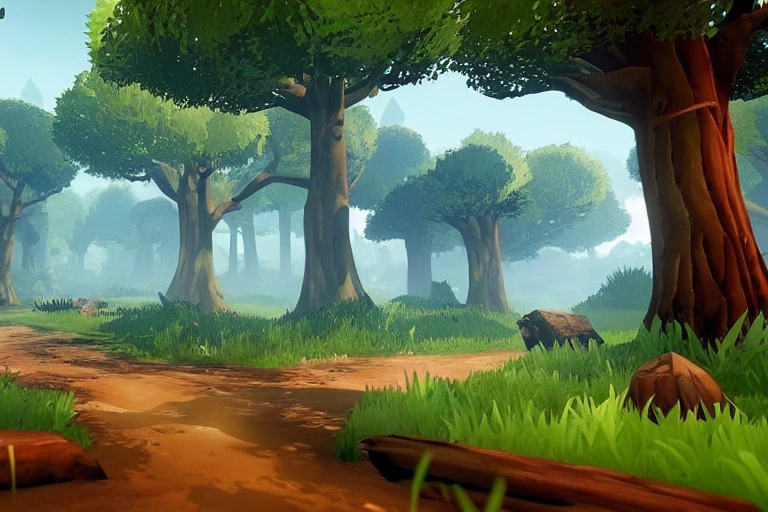 A Woods scene in a game could represent the start of a forest and the game world.