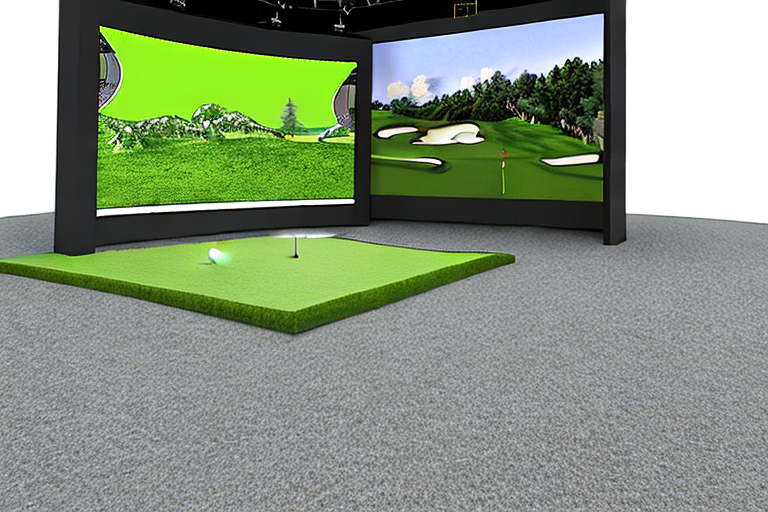 A golf simulator that can simulate different types of golf courses and weather conditions.