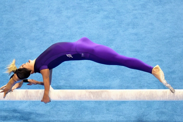 A person standing in front of a balance beam