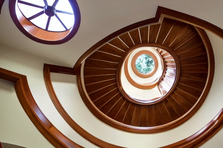 A spiral staircase with a domed ceiling.