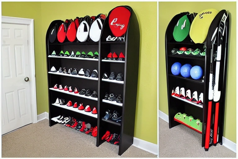 A stand that can hold golf clubs can be a fun and creative way to store your clubs. You can put diff