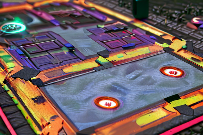 An image of a game board with different colors in different parts of the board. The colors correspon